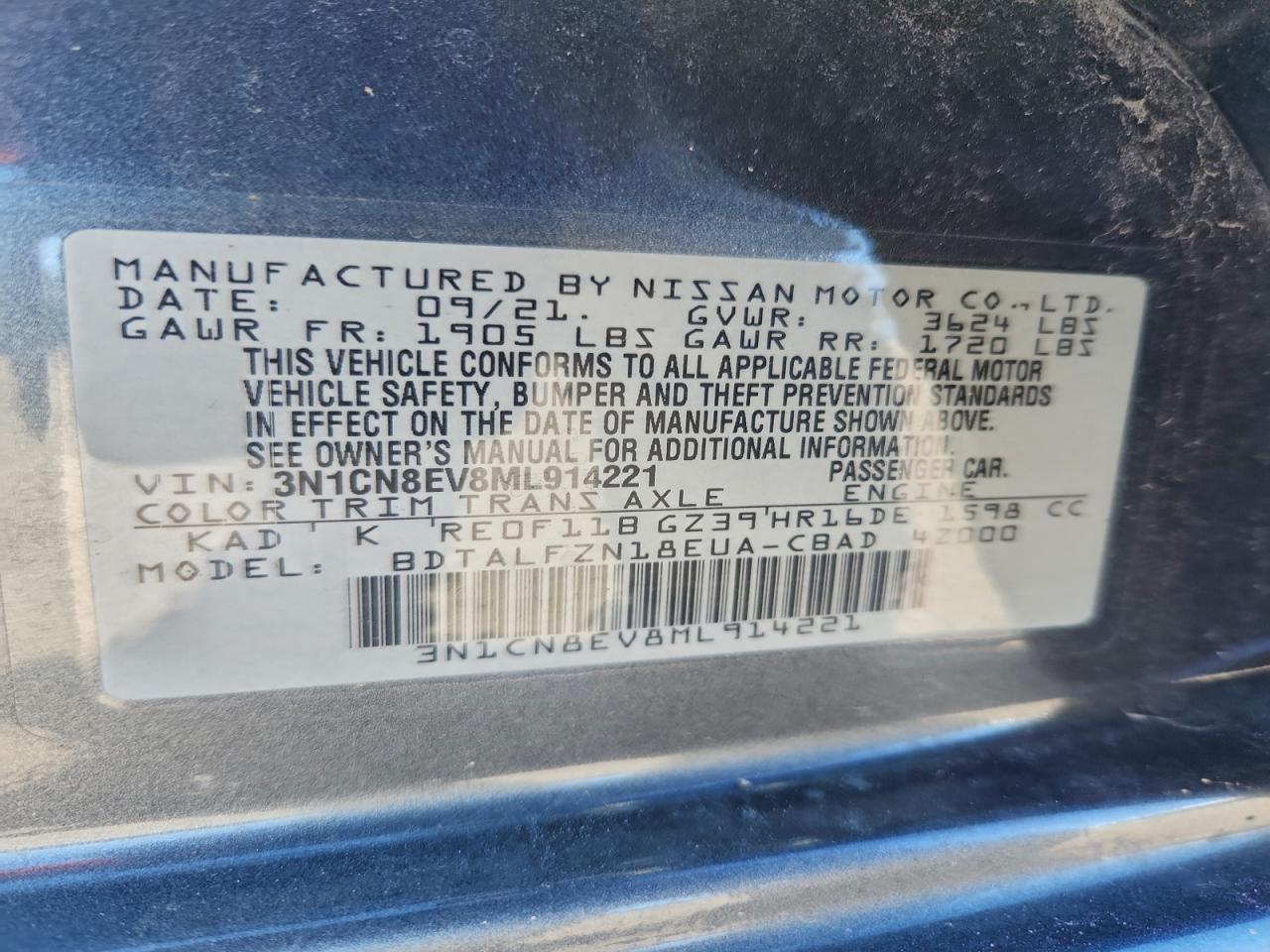 2021 NISSAN VERSA SV photo 12