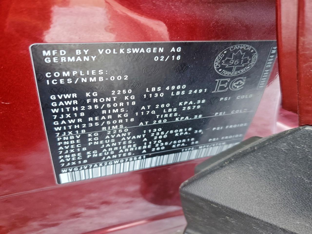 2016 VOLKSWAGEN TIGUAN COMFORTLINE photo 12