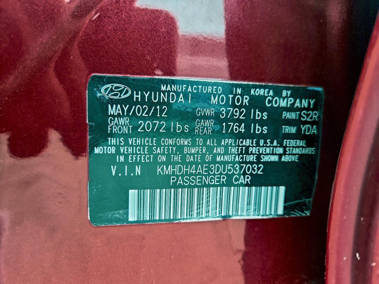 2013 HYUNDAI ELANTRA GLS photo 23