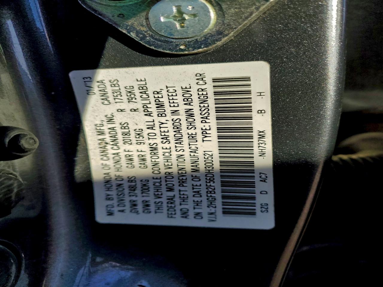 2013 HONDA CIVIC LX photo 23
