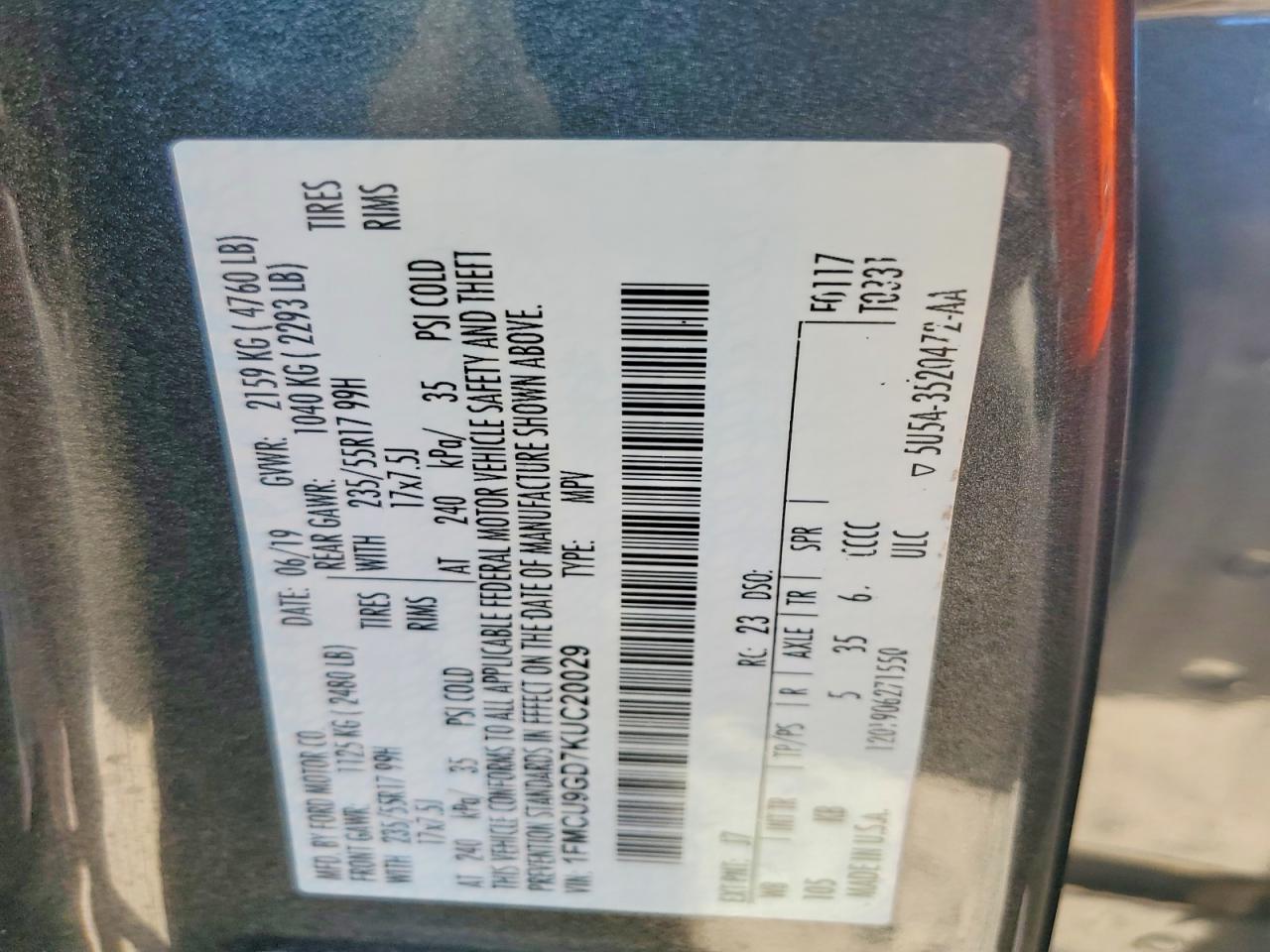 2019 FORD ESCAPE SE photo 13