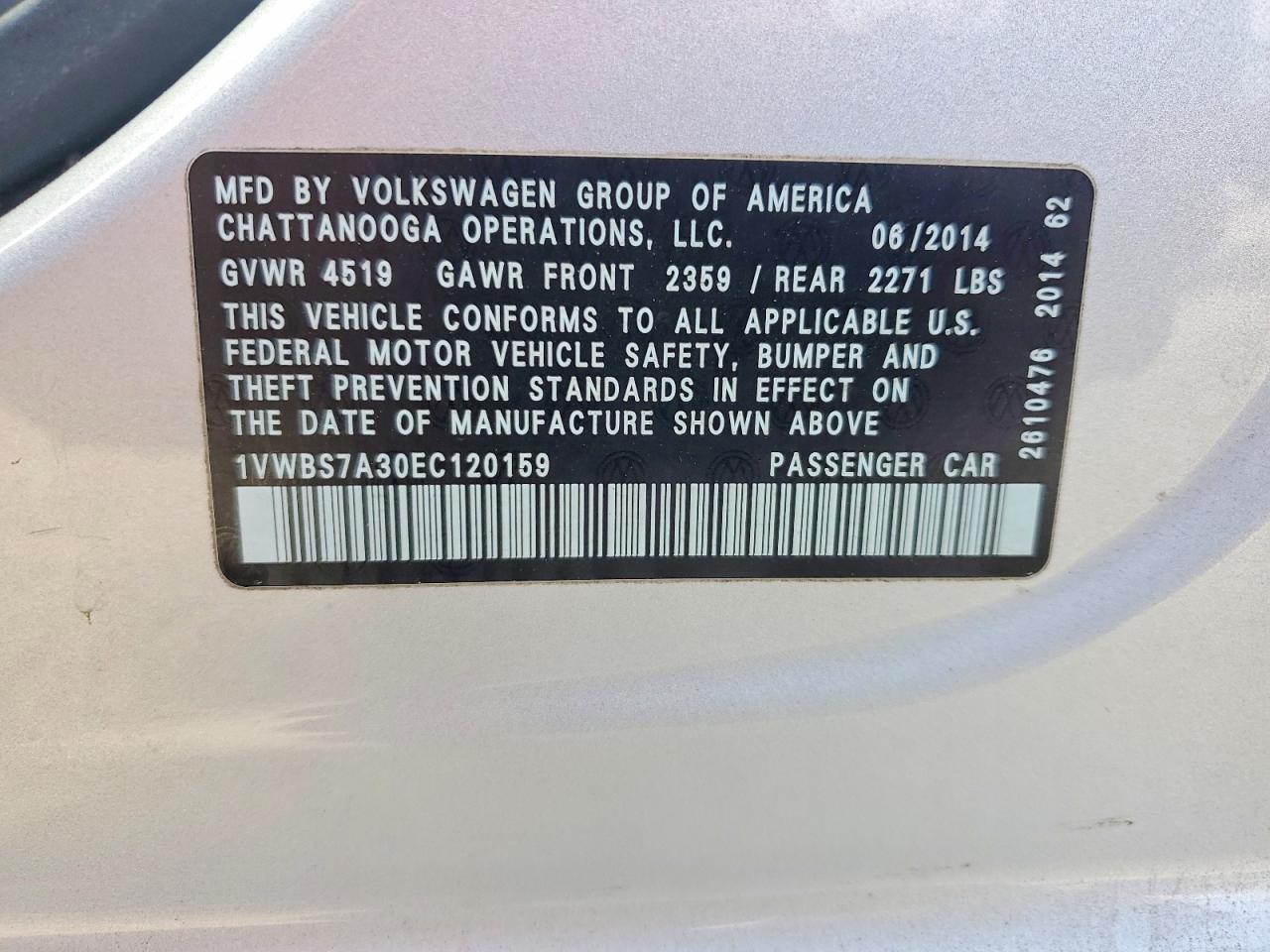 2014 VOLKSWAGEN PASSAT SE photo 12