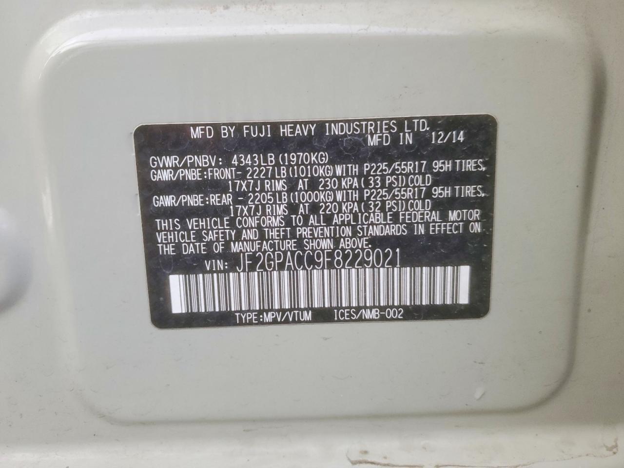 2015 SUBARU XV CROSSTREK 2.0 PREMIUM photo 13