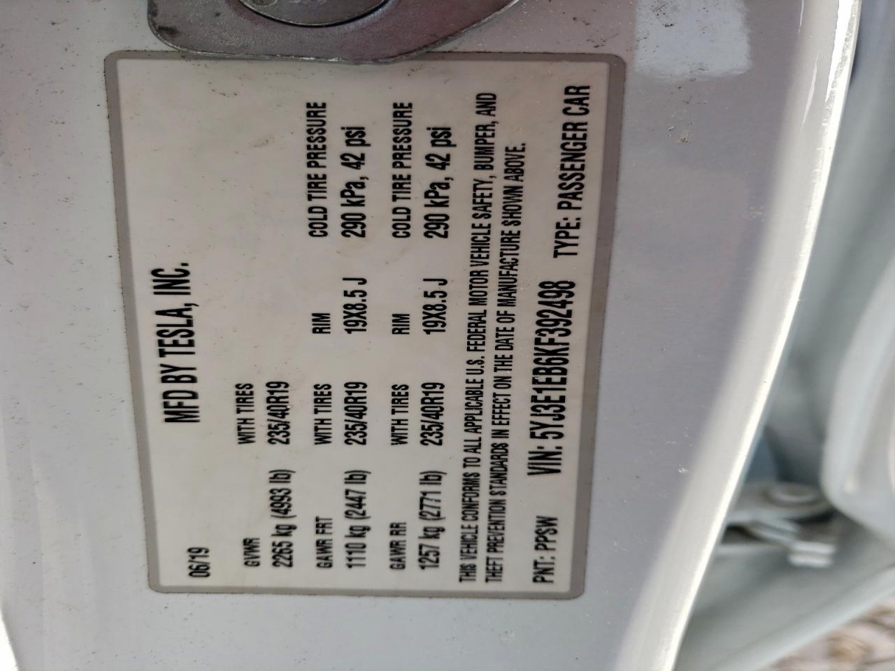 2019 TESLA MODEL 3 photo 13