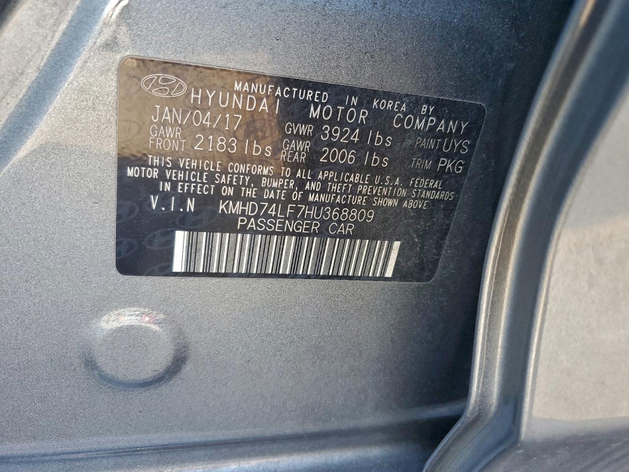 2017 HYUNDAI ELANTRA SE photo 12