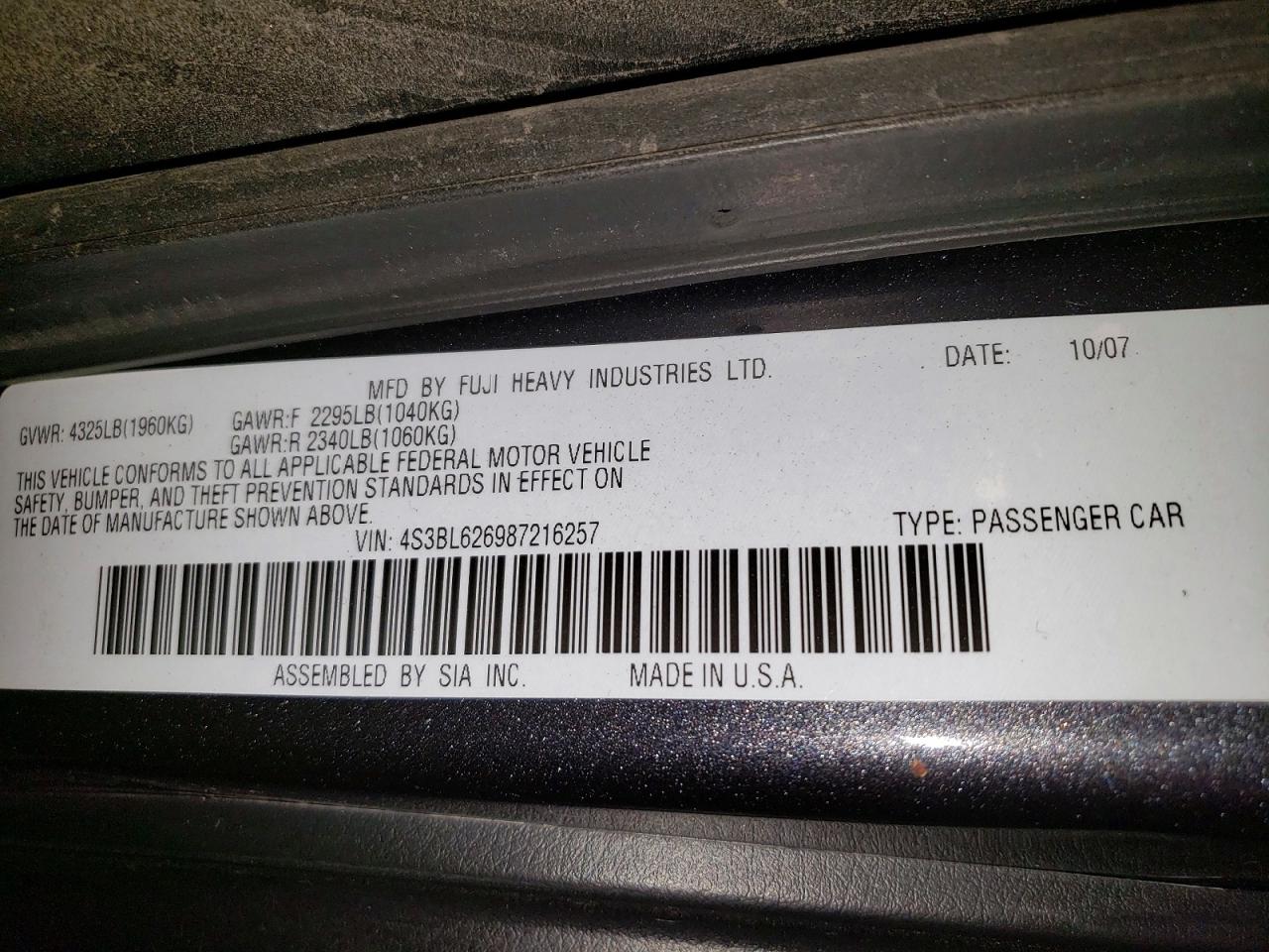 2008 SUBARU LEGACY photo 12