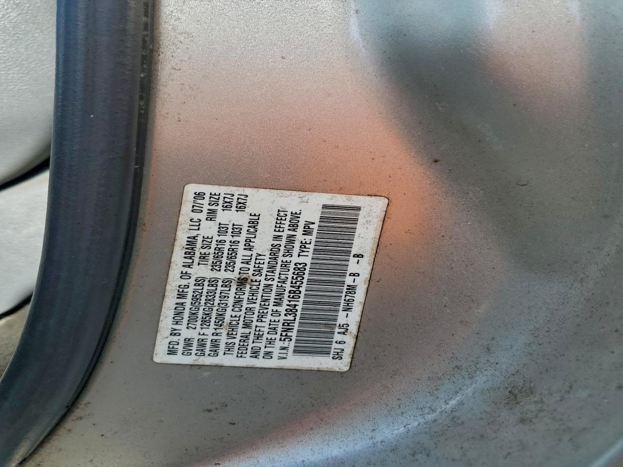 2006 HONDA ODYSSEY EX photo 14