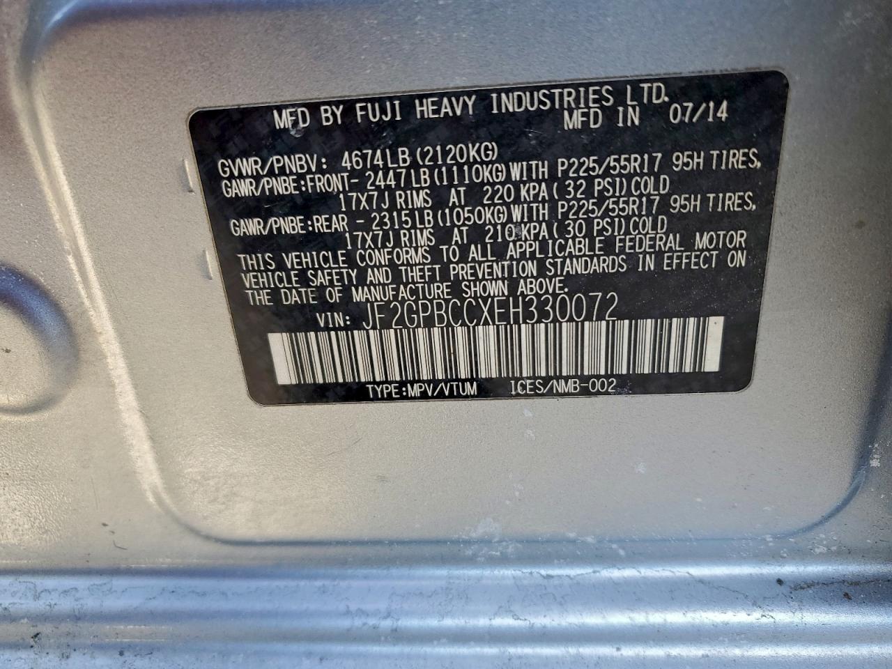 2014 SUBARU XV CROSSTREK 2.0I HYBRID photo 37