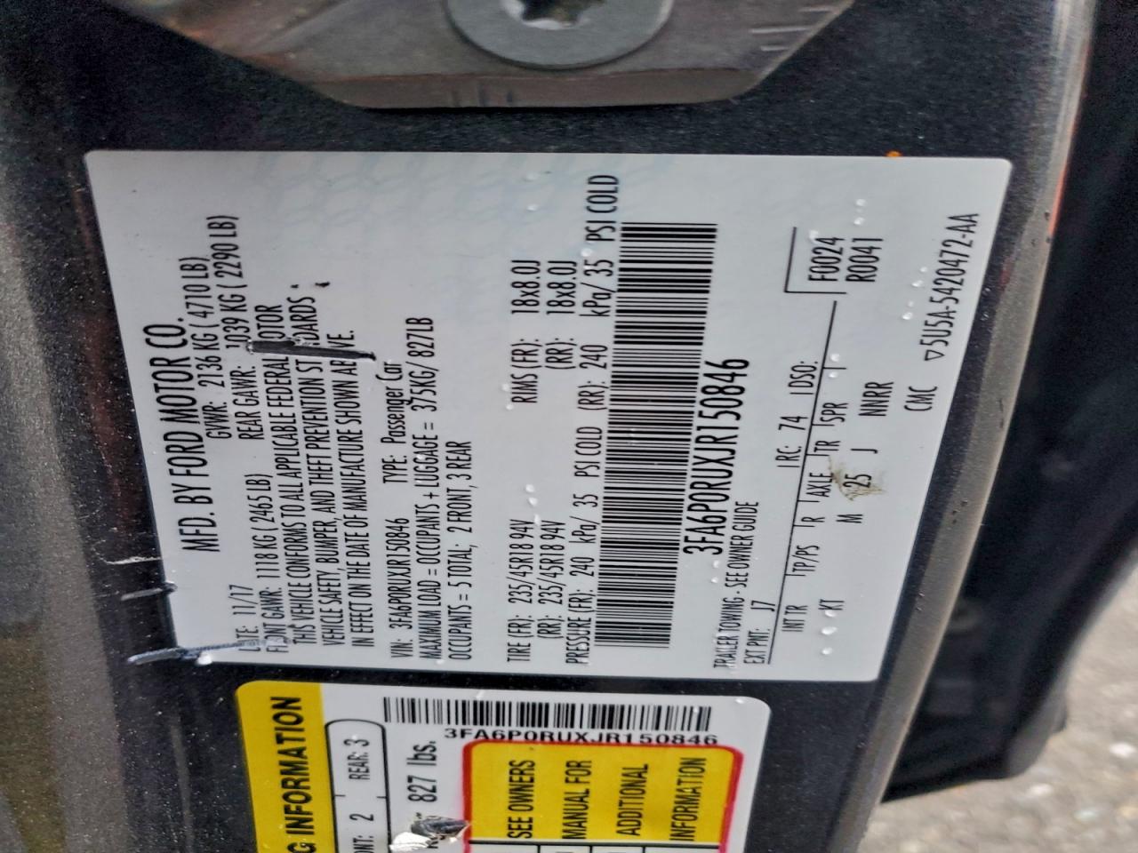 2018 FORD FUSION TITANIUM/PLATINUM HEV photo 12
