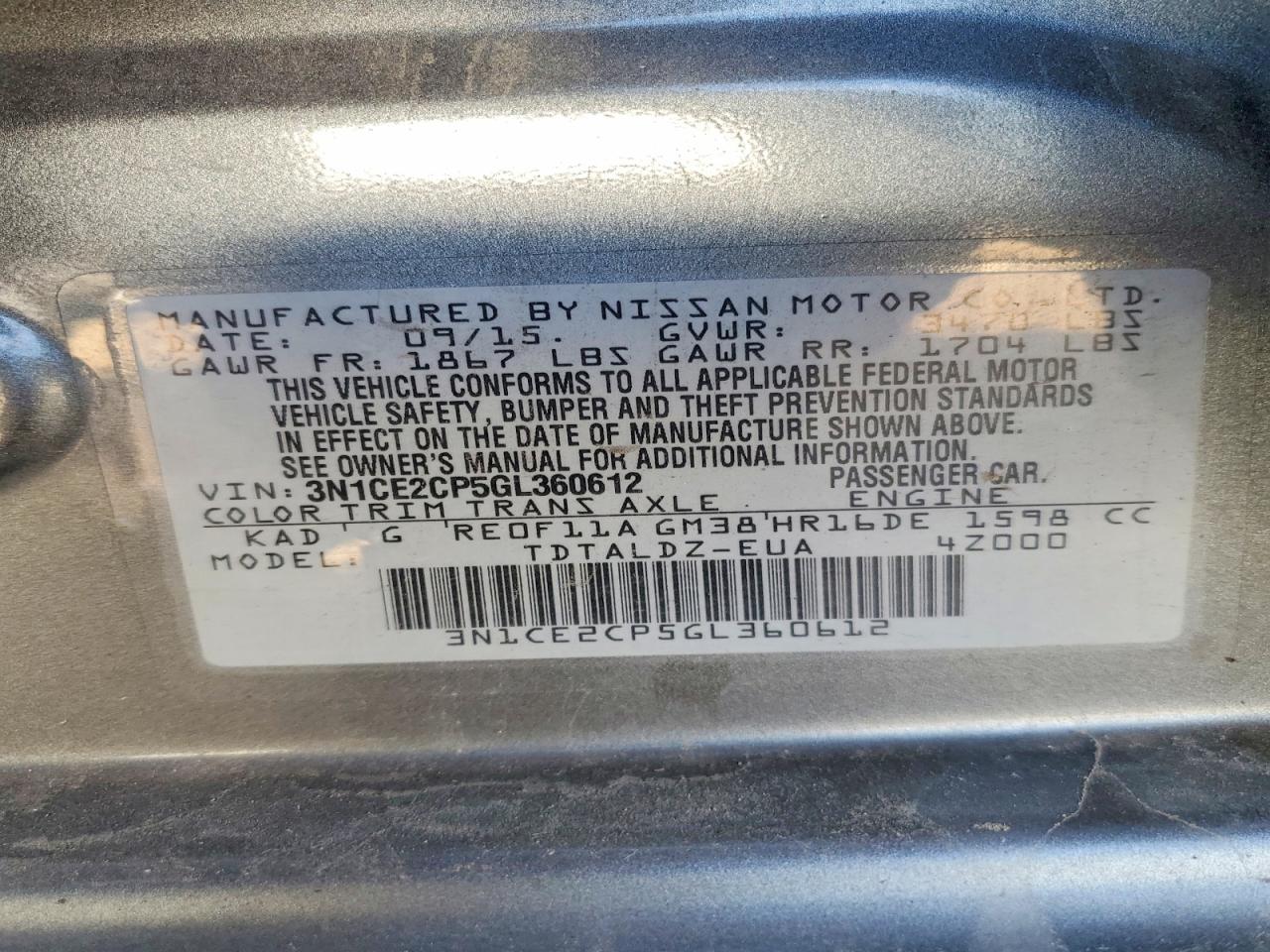 2016 NISSAN VERSA NOTE S photo 13