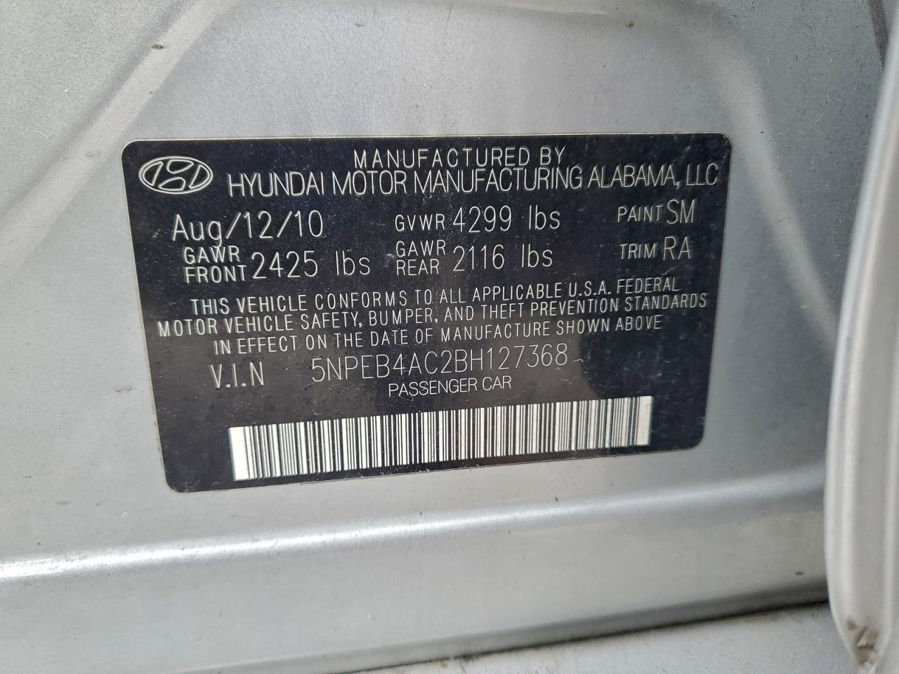 2011 HYUNDAI SONATA GLS photo 13