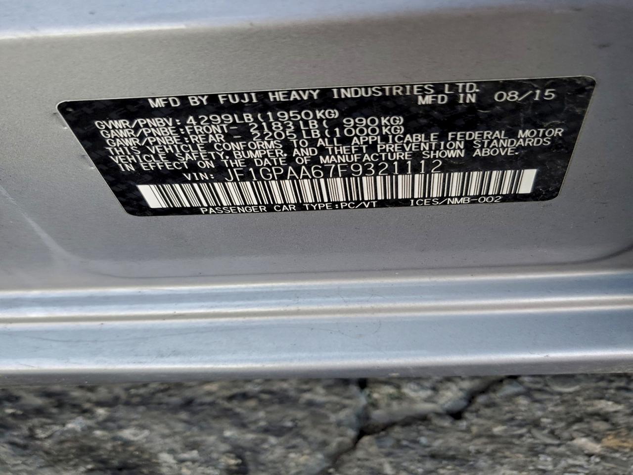 2015 SUBARU IMPREZA photo 23