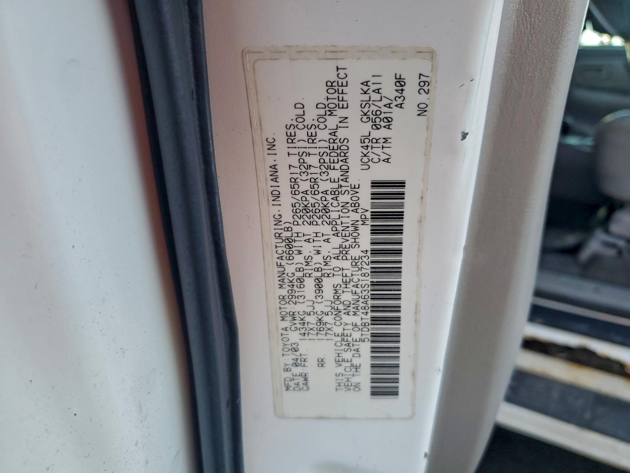 2003 TOYOTA SEQUOIA LIMITED photo 13