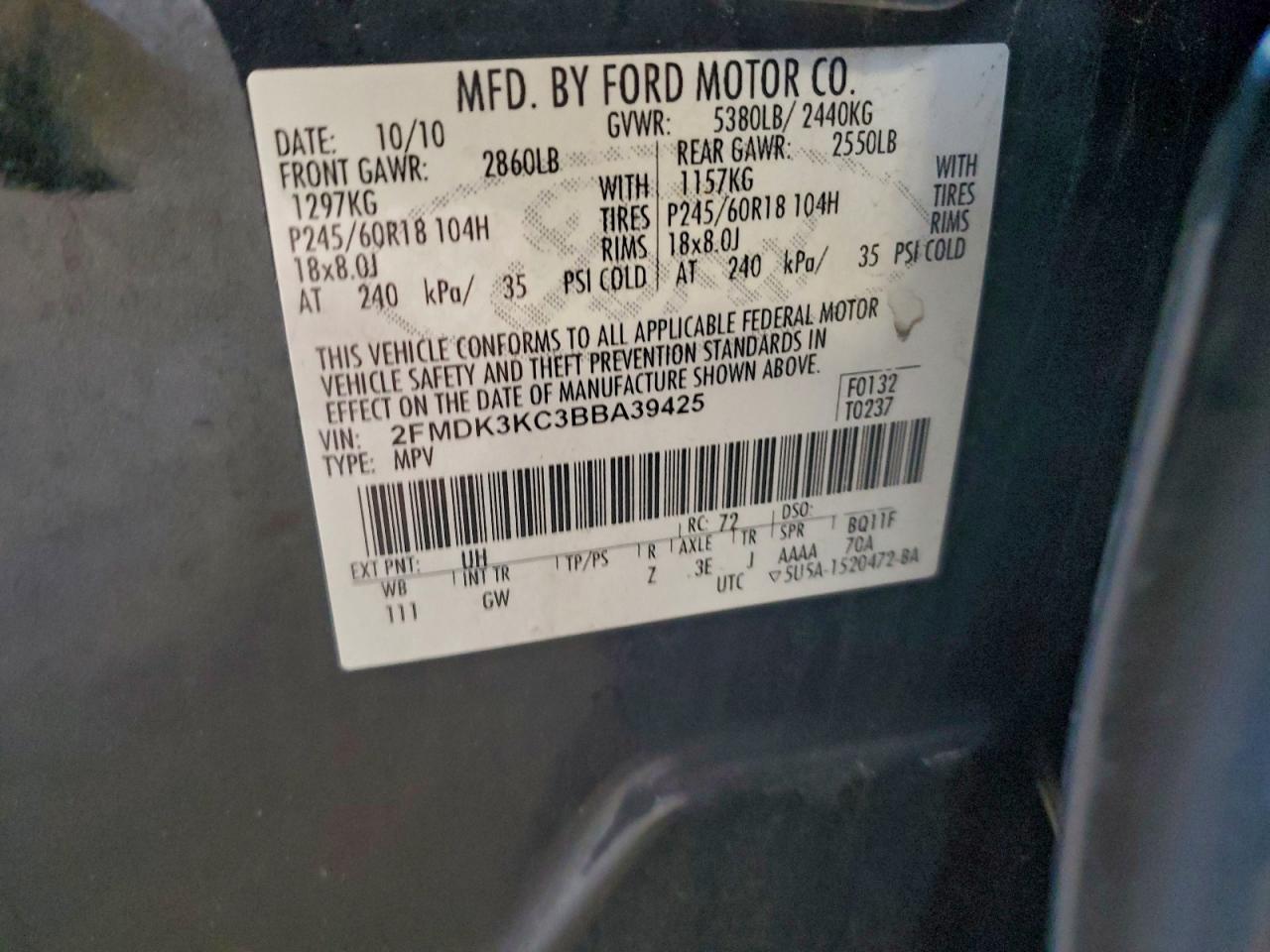 2011 FORD EDGE LIMITED photo 13