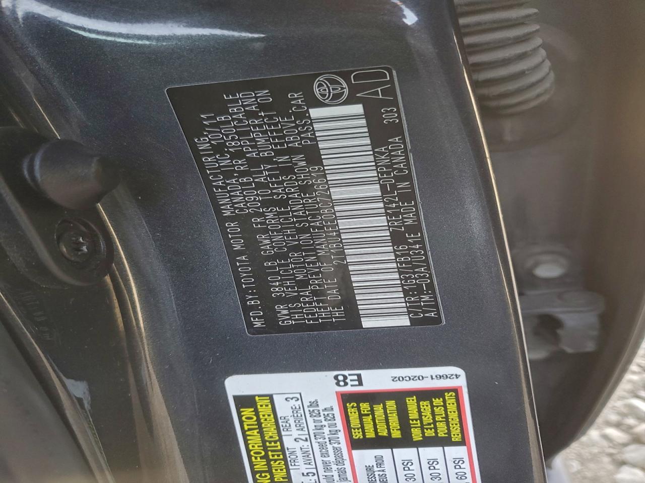 2011 TOYOTA COROLLA BASE photo 13