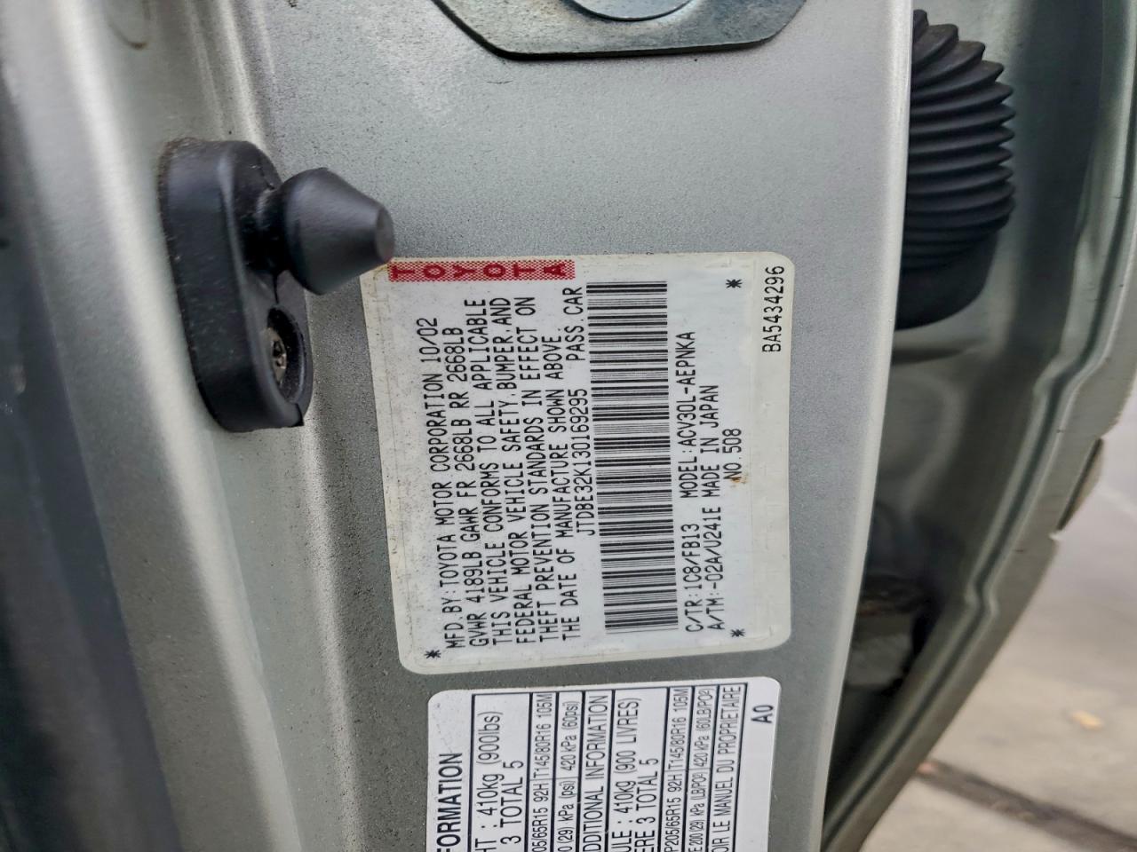 2003 TOYOTA CAMRY LE photo 12