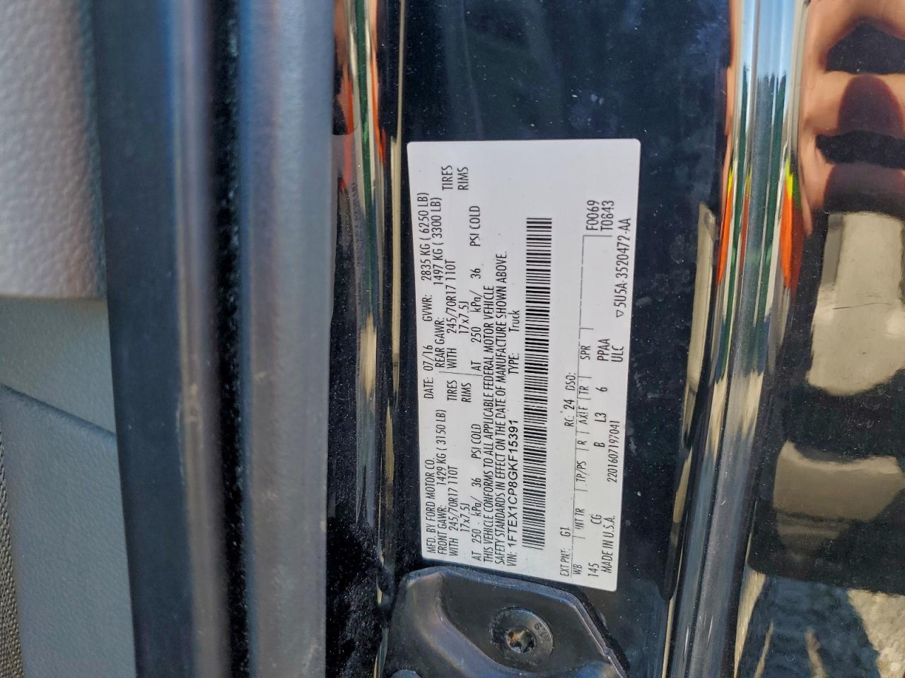 2016 FORD F150 SUPER CAB photo 12