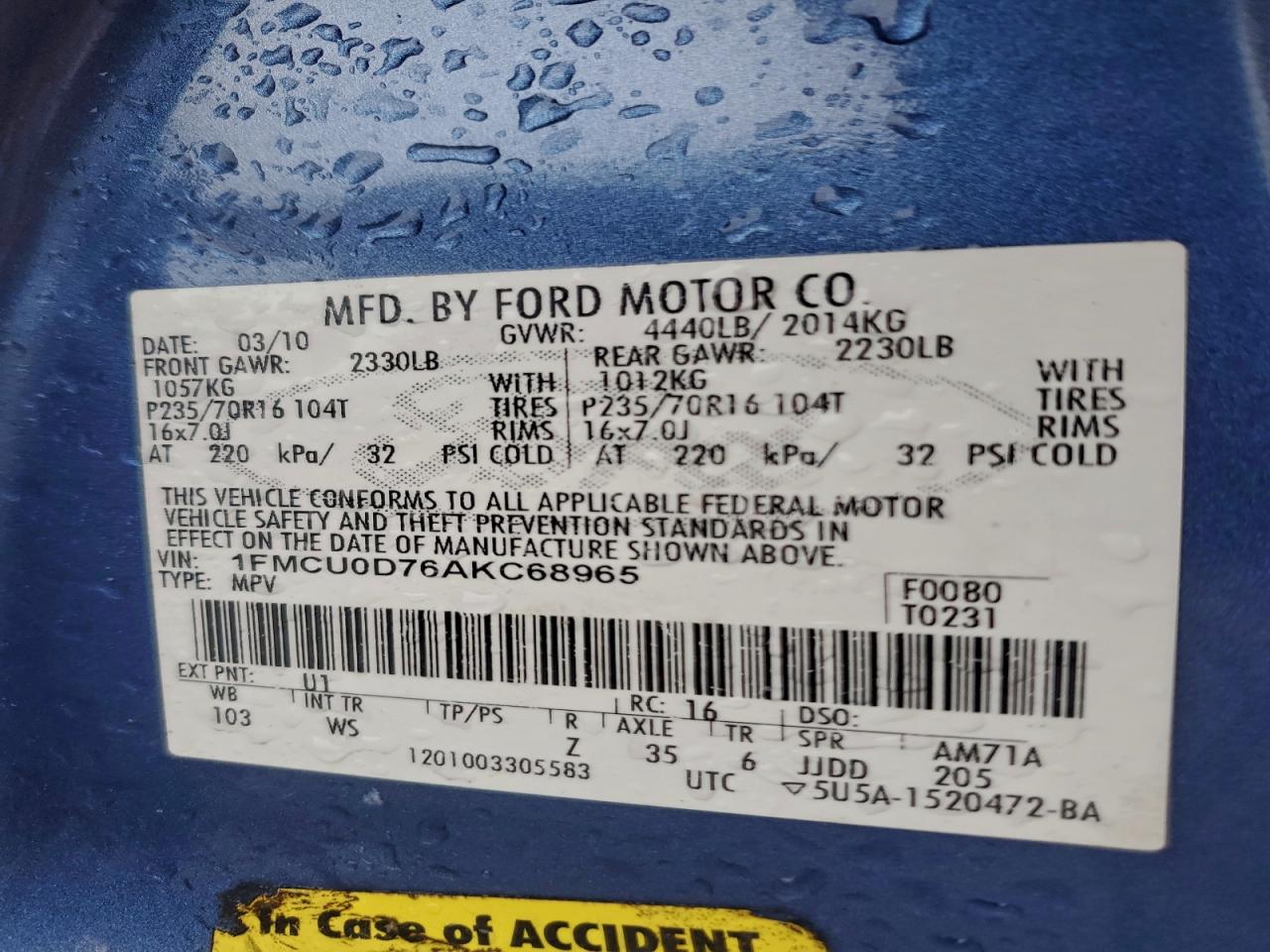 2010 FORD ESCAPE XLT photo 13