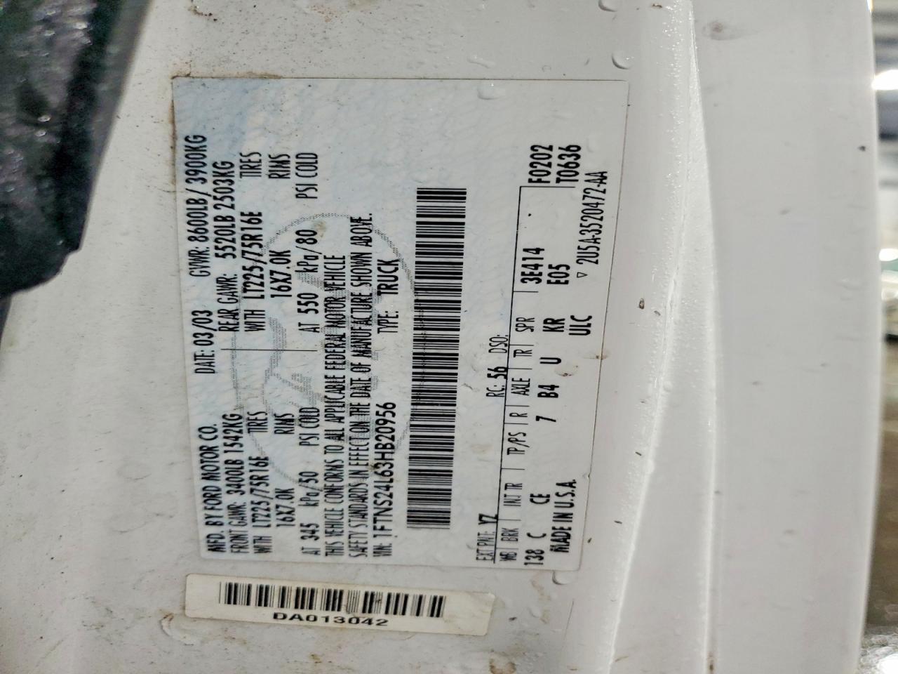 2003 FORD ECONOLINE E250 VAN photo 13