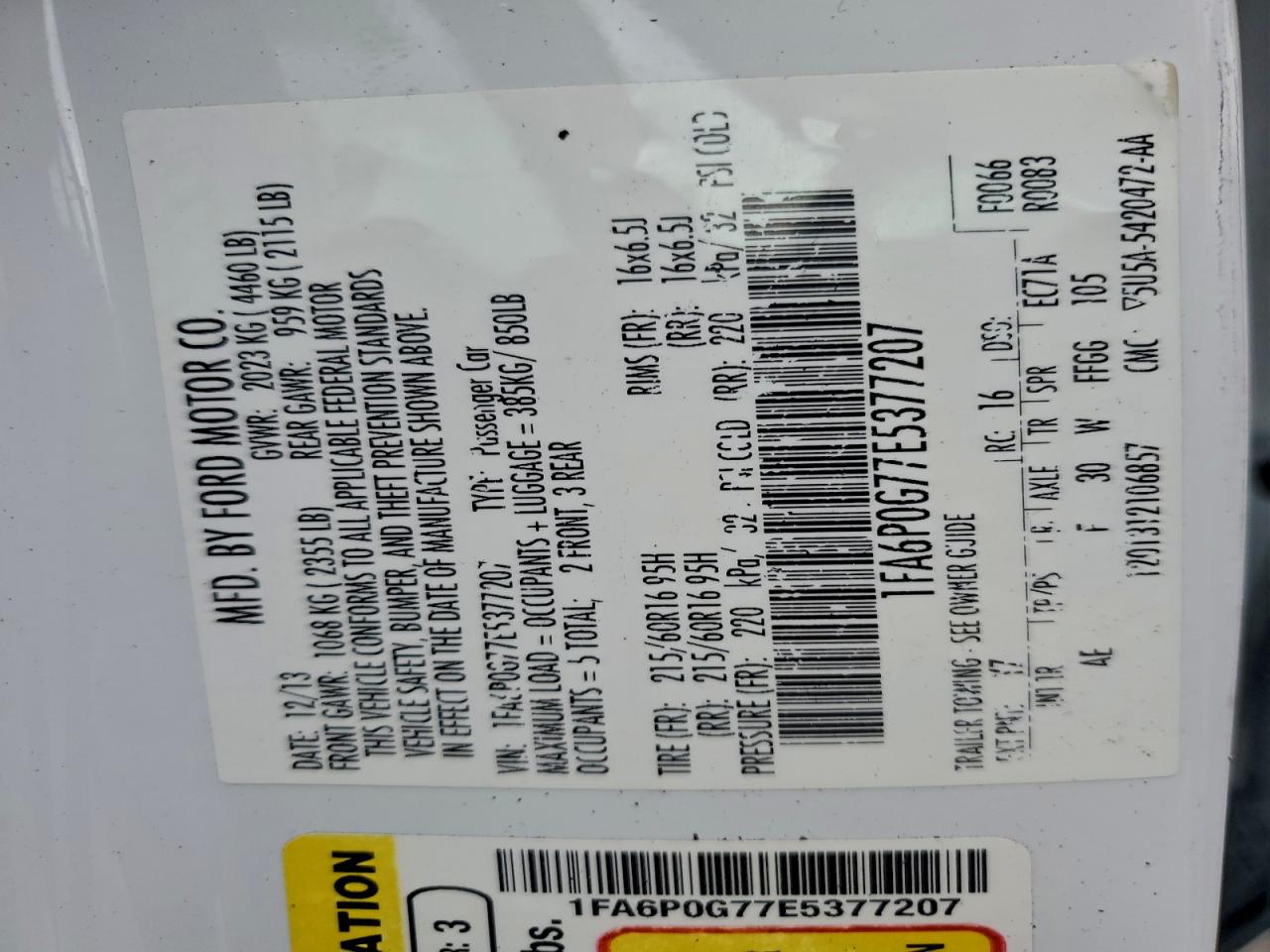 2014 FORD FUSION S photo 12