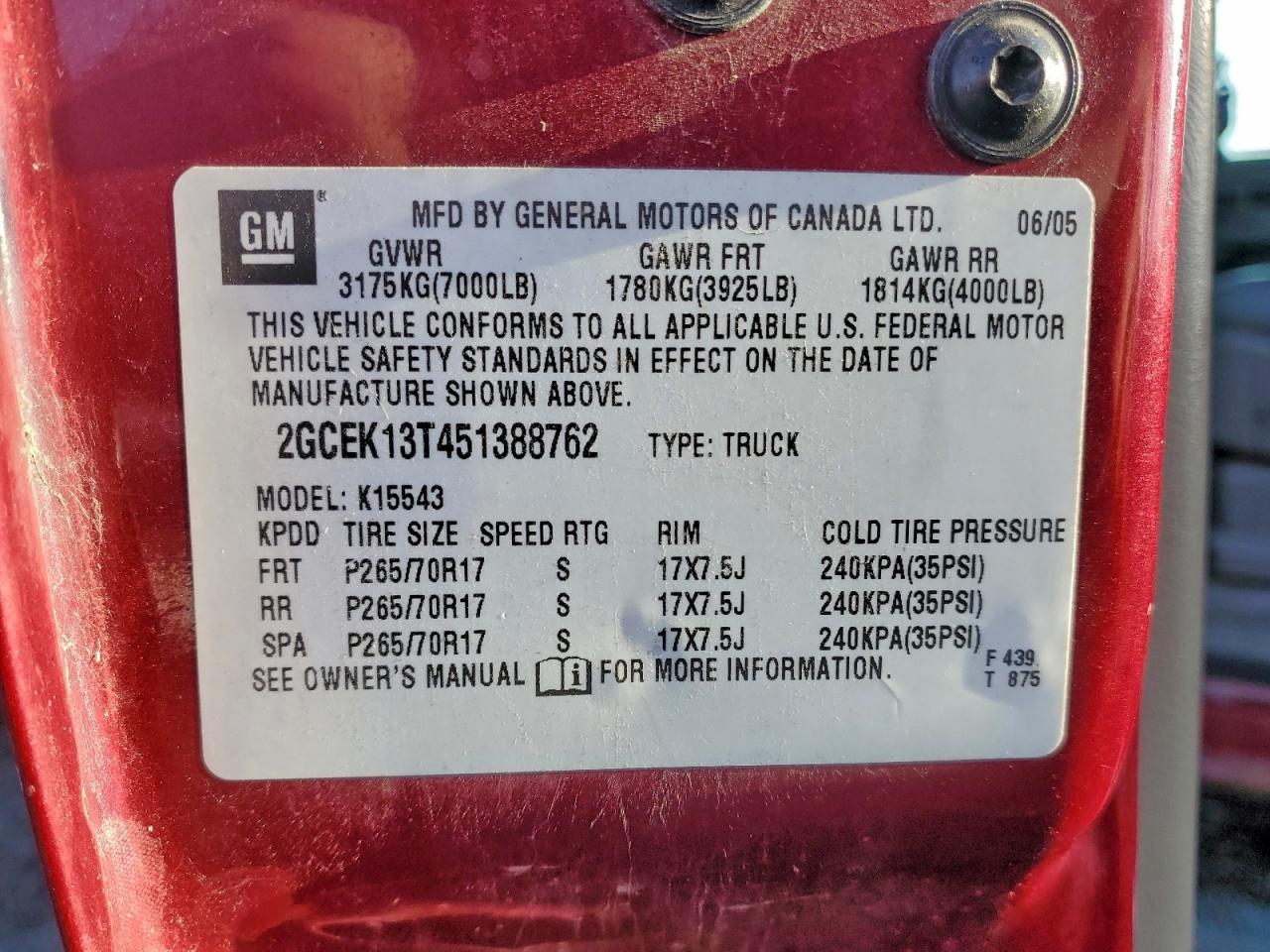 2005 CHEVROLET SILVERADO K1500 photo 12