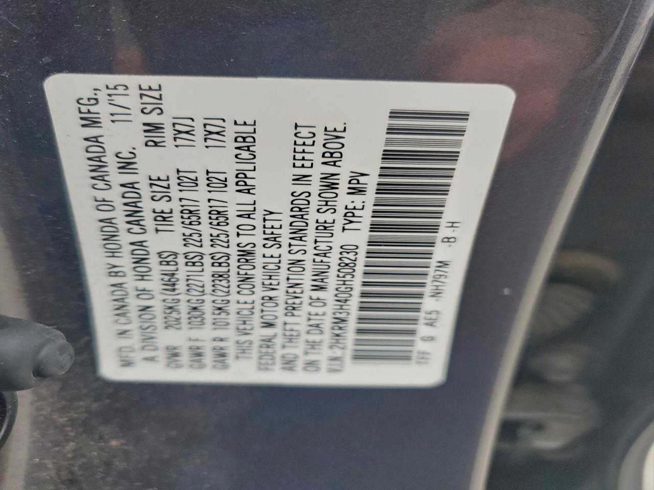 2016 HONDA CR-V SE photo 23