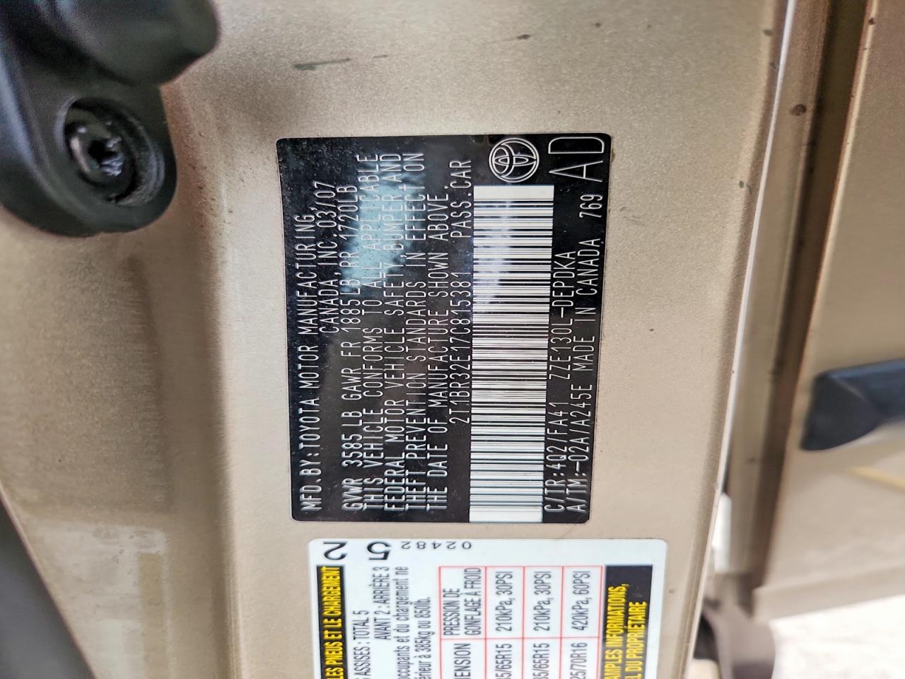 2007 TOYOTA COROLLA CE photo 12
