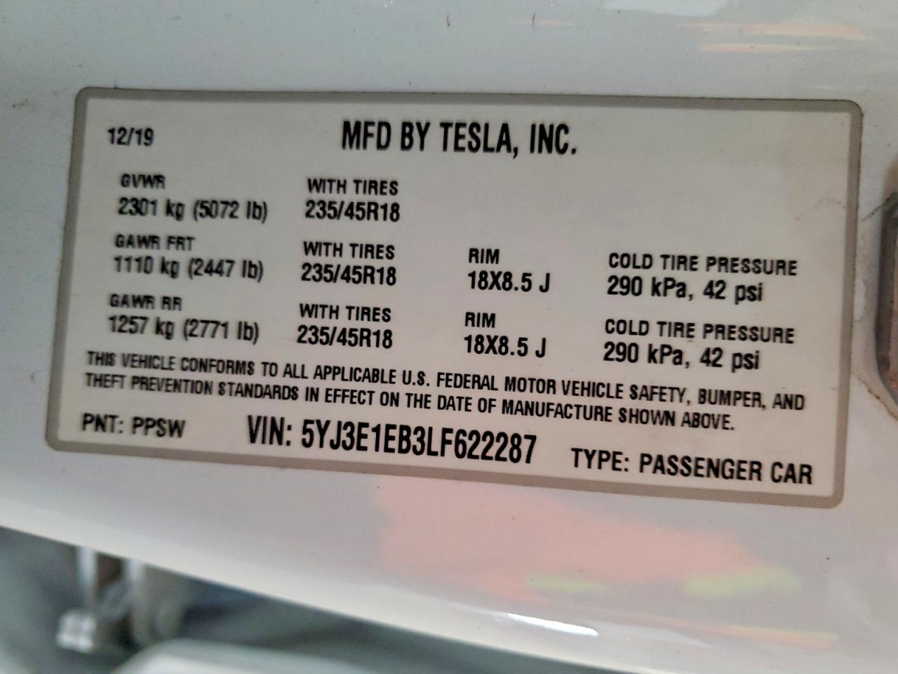 2020 TESLA MODEL 3 photo 12