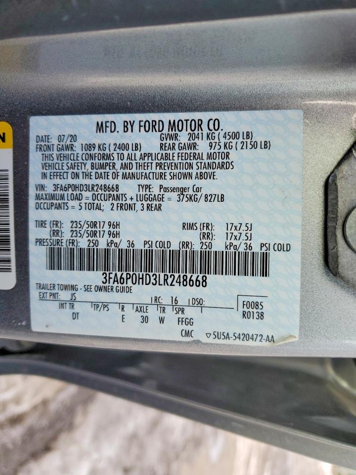 2020 FORD FUSION SE photo 12