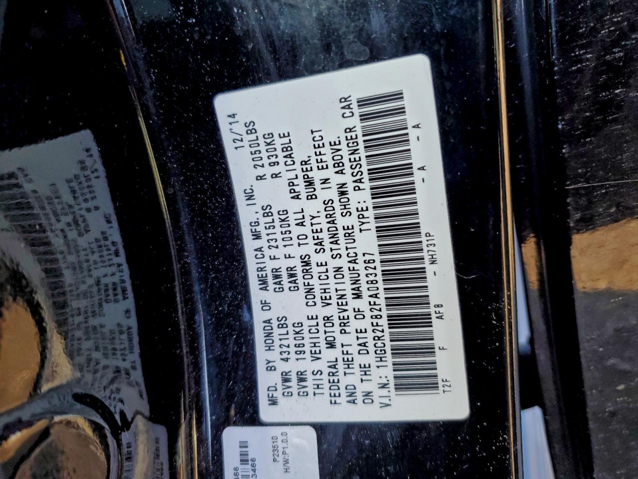 2015 HONDA ACCORD EXL photo 12