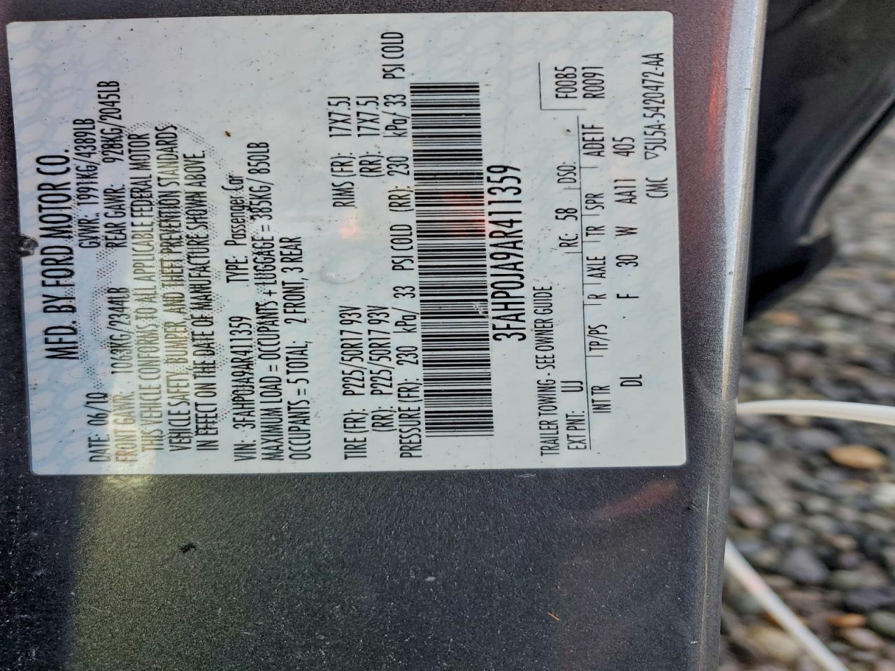 2010 FORD FUSION SEL photo 12