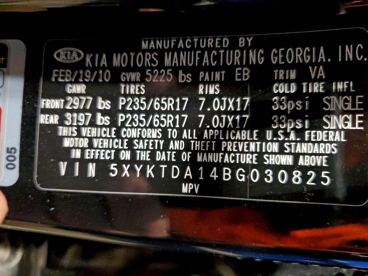 2011 KIA SORENTO BASE photo 13