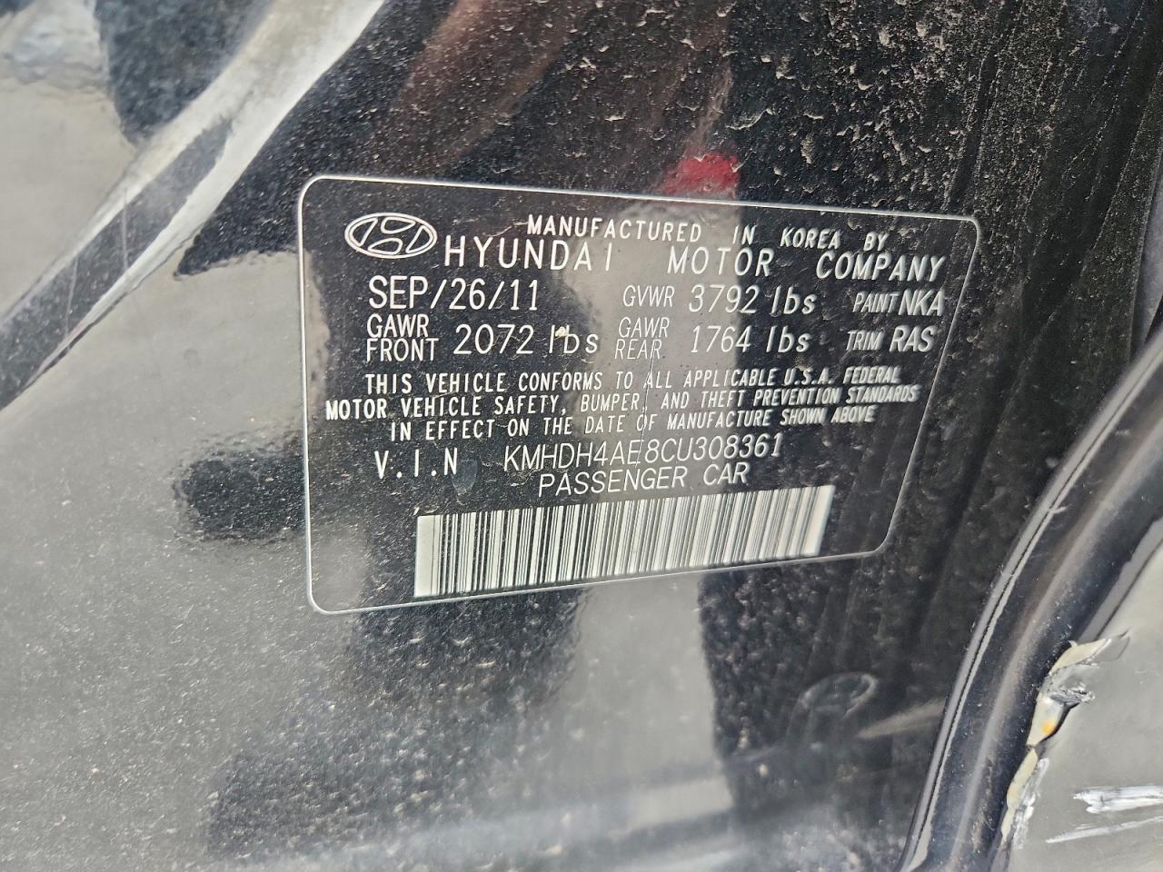2012 HYUNDAI ELANTRA GLS photo 12