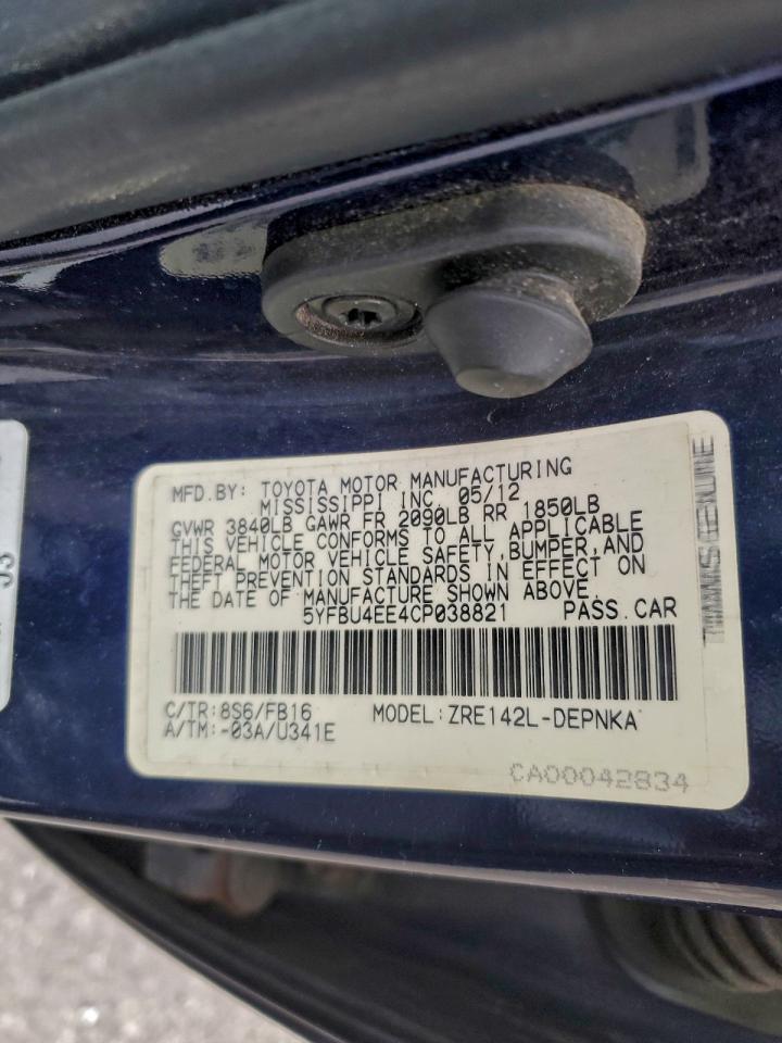 2012 TOYOTA COROLLA BASE photo 12