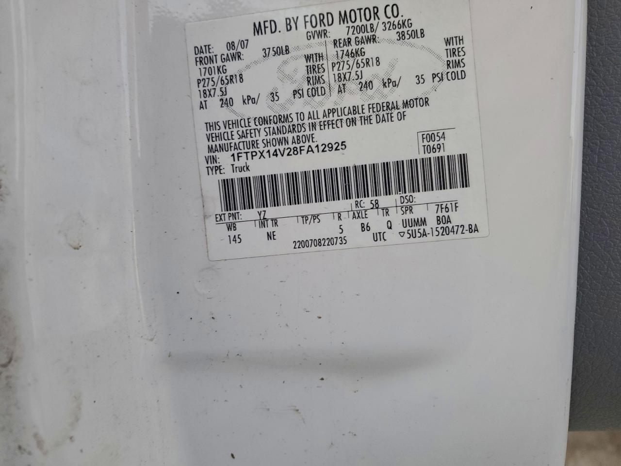 2008 FORD F150 photo 12