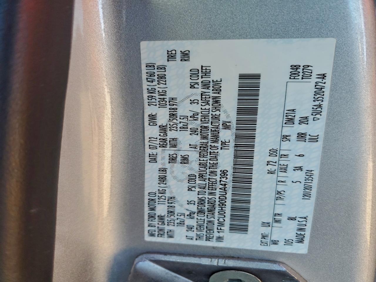 2013 FORD ESCAPE SEL photo 13