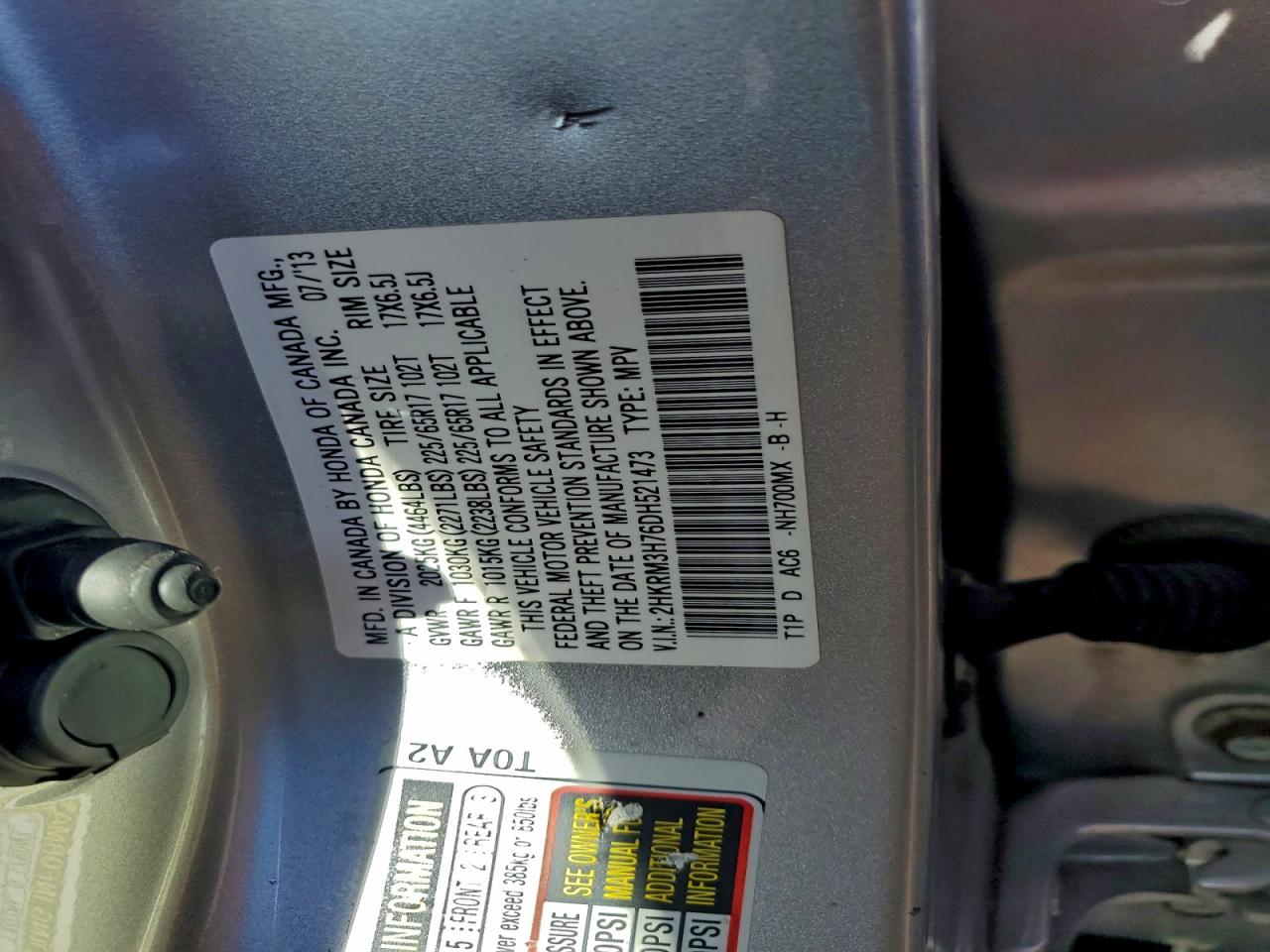2013 HONDA CR-V EXL photo 12