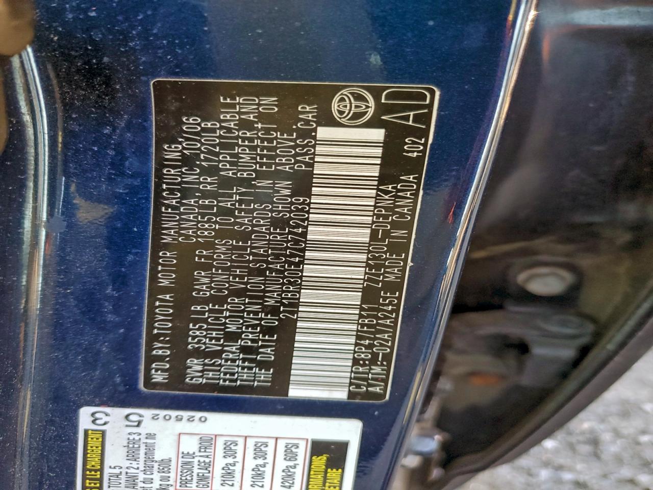 2007 TOYOTA COROLLA CE photo 12