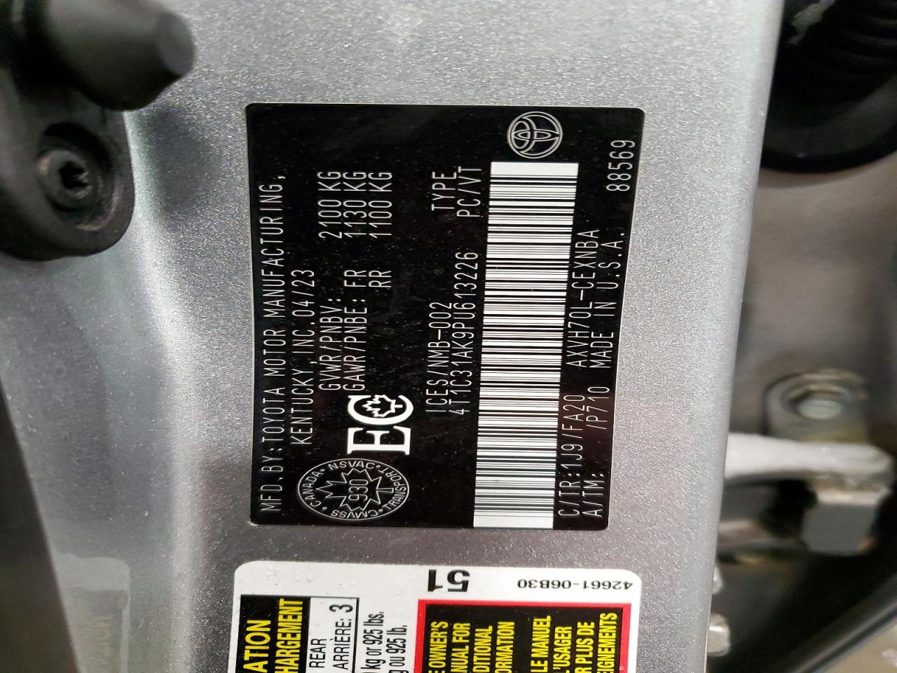 2023 TOYOTA CAMRY LE photo 13