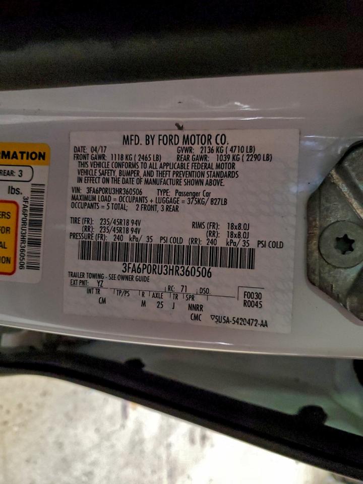 2017 FORD FUSION TITANIUM HEV photo 12
