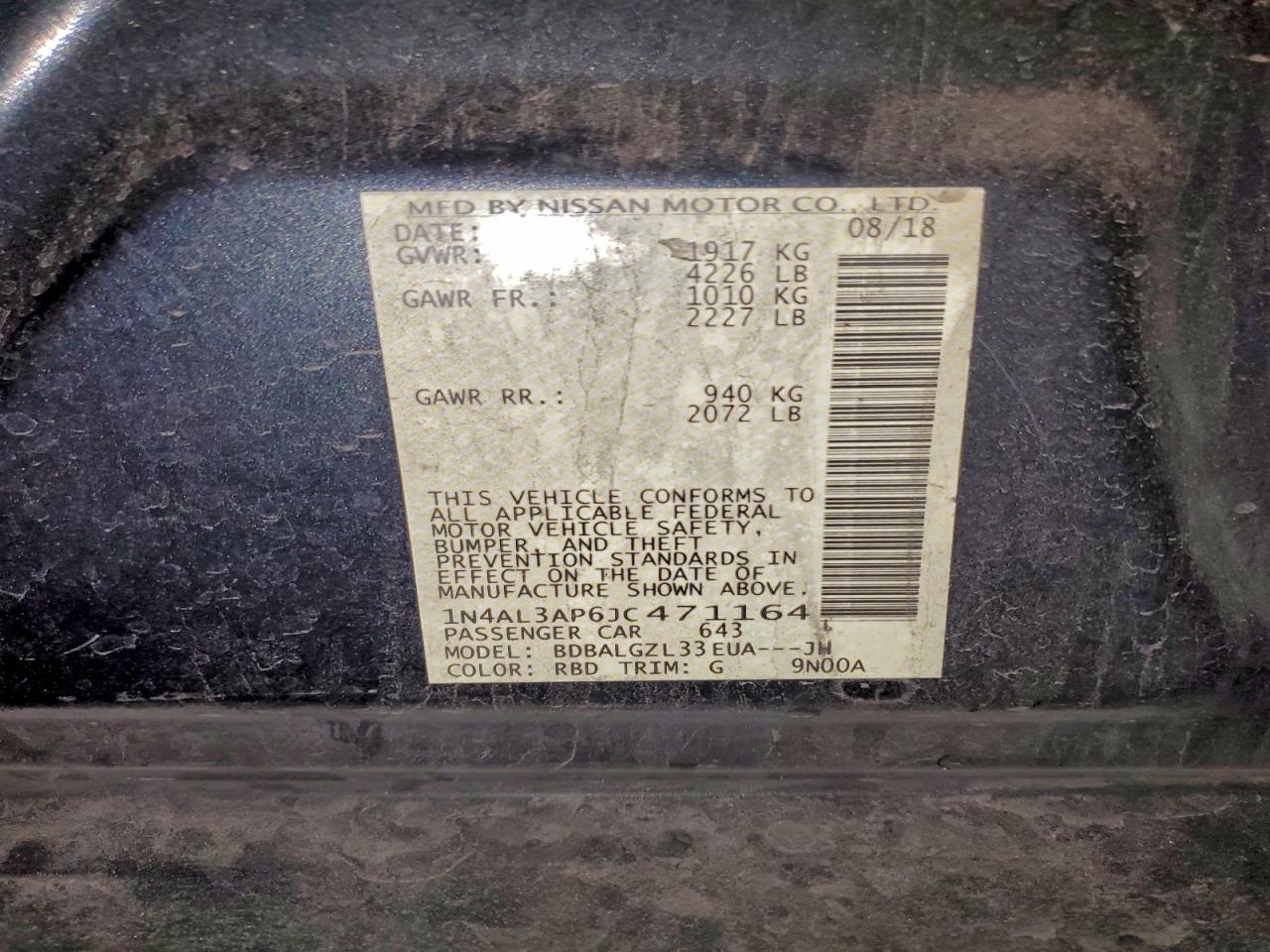 2018 NISSAN ALTIMA 2.5 photo 13