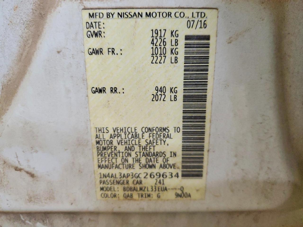2016 NISSAN ALTIMA 2.5 photo 12