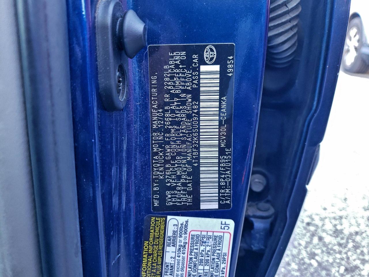 2005 TOYOTA CAMRY LE photo 12