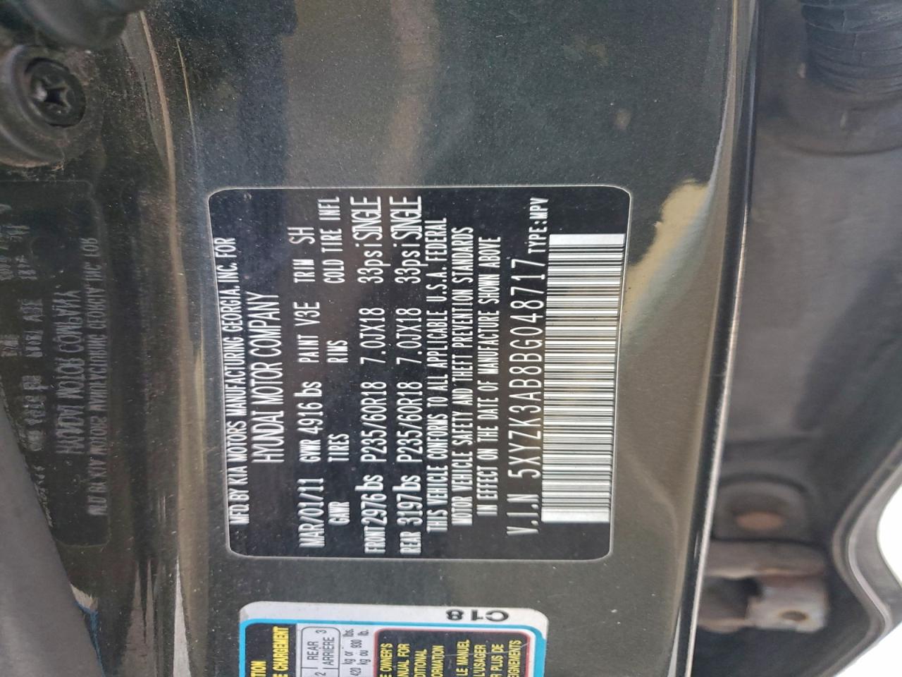 2011 HYUNDAI SANTA FE LIMITED photo 14