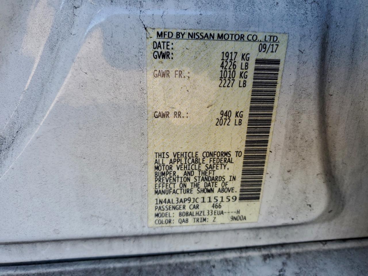 2018 NISSAN ALTIMA 2.5 photo 12