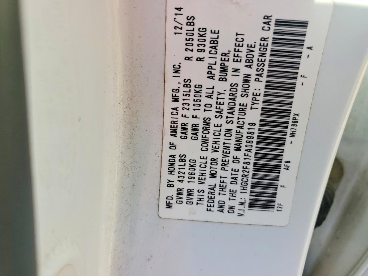 2015 HONDA ACCORD EXL photo 13