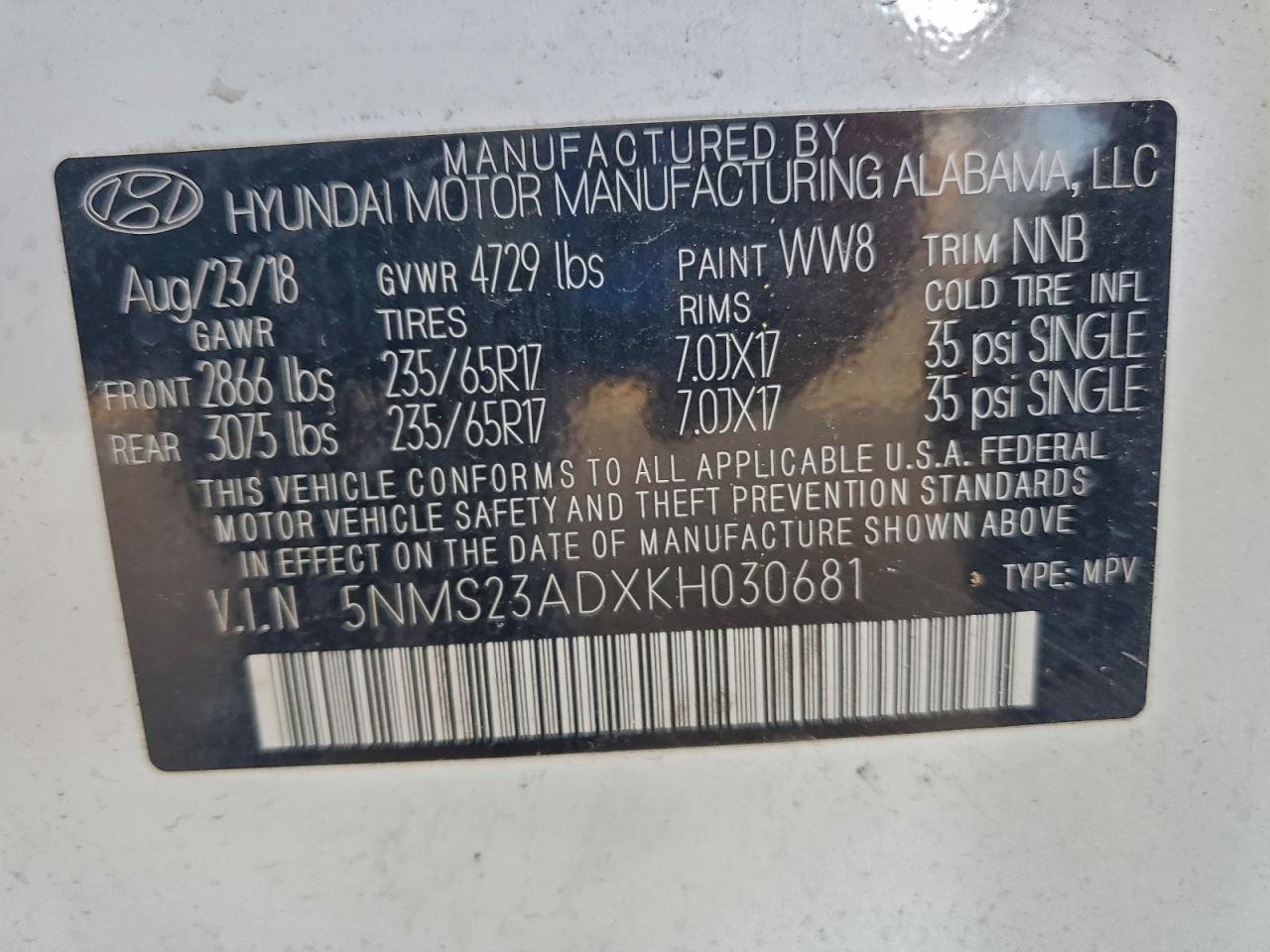 2019 HYUNDAI SANTA FE SE photo 13