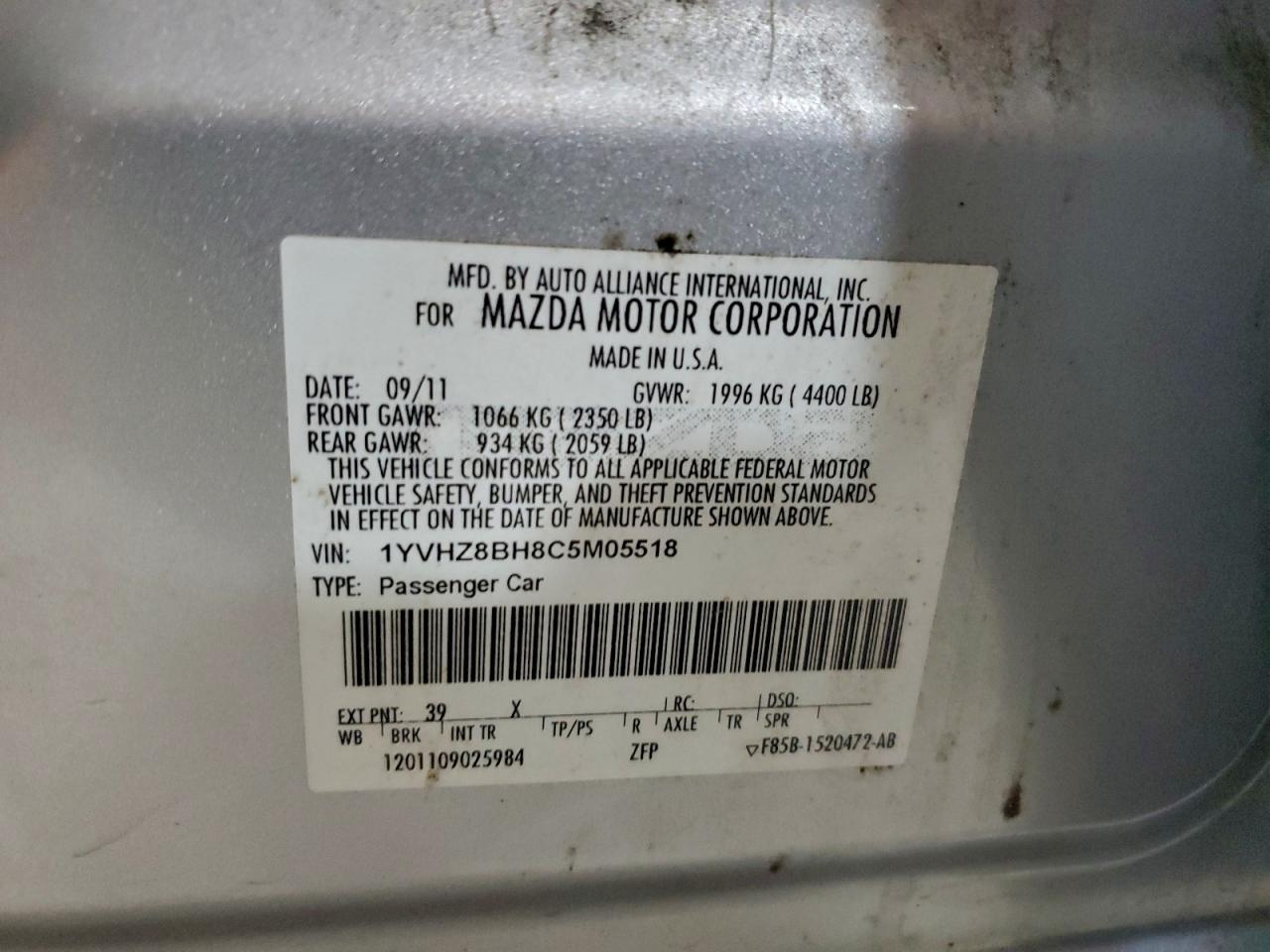2012 MAZDA 6 I photo 13