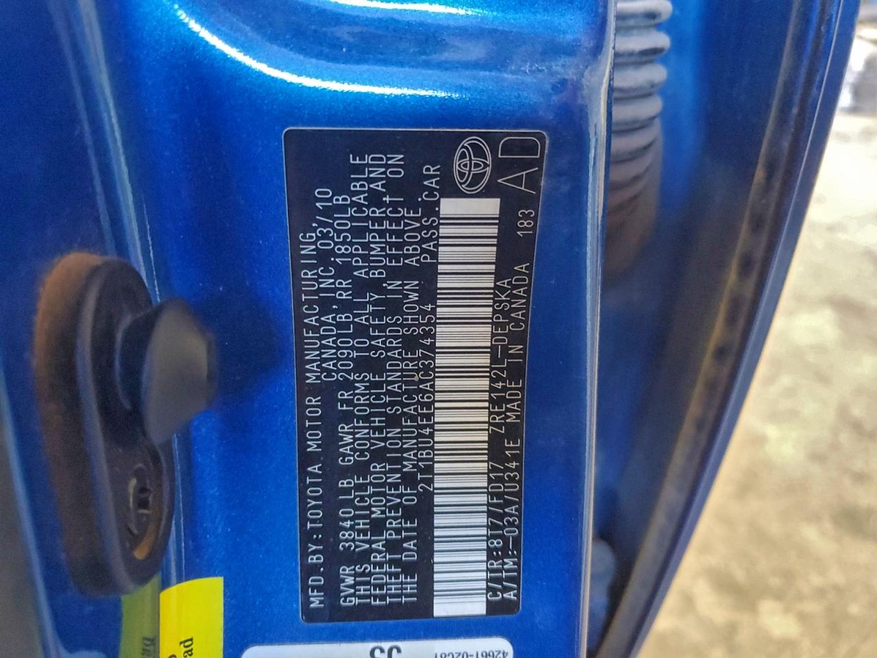 2010 TOYOTA COROLLA BASE photo 12