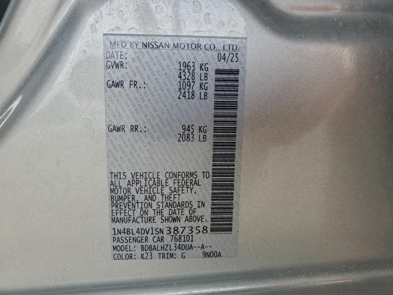 2025 NISSAN ALTIMA SV photo 12